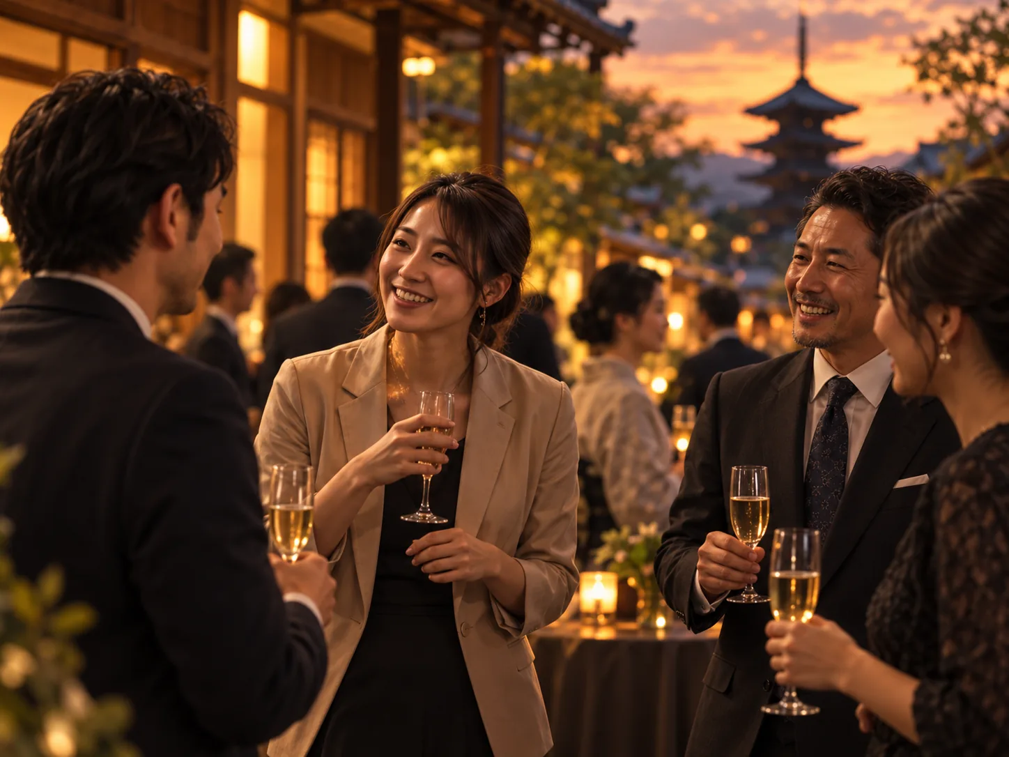 交流会で談笑する参加者